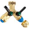 Hydrogarden Distributore d'acqua a 2 vie da 3/4 di pollice con 2 ugelli da 1/2" per raccordi per tubi flessibili Sistema a innesto, collegamento per tubo flessibile