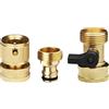 Hydrogarden 3 PC Connettore in Ottone Rapidi Adattatore Rubinetto Cucina Giardino, 3/4 Tubo Attacco, Connettore Rapido per Tubo Flessibile da Giardino per Irrigazione
