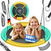 KESSER® Altalena a nido d'ape, rotonda, diametro 100 cm, portata fino a 300 kg, con cuscino e 4 maniglie regolabili, per interni ed esterni, per bambini e adulti, tropicale