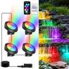 NATPOW Luci Sommergibili Piscina RGB, Luci per Laghetto con Picchetto Bluetooth Telecomando Controllabile, 5V Impermeabile IP68 Luce Subacquea per Acquari, Fontana, Laghetto, Giardino, 4 in 1