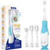 Seago Spazzolino Elettrico per Bambini 0-3 Anni, Spazzolino Sónico con Luce LED per Ispezione, 4 Testine di Ricambio, Base a Ventosa, Design a Pinguino, Impermeabile IPX7, Blu