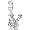CYCUFF Ciondolo a forma di lettera a farfalla, in argento 925, per braccialetti e collane, gioielli con zirconi, regalo per donne, famiglia, amici, charm, Argento sterling, argento Sterling 925