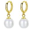 GMEDRIDAS Perle Argento 925 Orecchini Donna Pendenti,Anallergici Orecchini Cerchio Oro Piccoli Orecchini Perle Oro 10mm 1 Paio