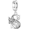 CYCUFF Ciondolo a forma di lettera a farfalla, in argento 925, per braccialetti e collane, gioielli con zirconi, regalo per donne, famiglia, amici, charm, Argento sterling, argento Sterling 925