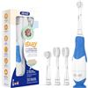 Seago Spazzolino Elettrico per Bambini 0-3 Anni, Spazzolino Sónico con Luce LED per Ispezione, 4 Testine di Ricambio, Base a Ventosa, Design a Pinguino, Impermeabile IPX7, Blu Scuro