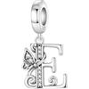 CYCUFF Ciondolo a forma di lettera a farfalla, in argento 925, per braccialetti e collane, gioielli con zirconi, regalo per donne, famiglia, amici, charm, Argento sterling, argento Sterling 925