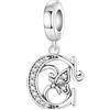 CYCUFF Ciondolo a forma di lettera a farfalla, in argento 925, per braccialetti e collane, gioielli con zirconi, regalo per donne, famiglia, amici, charm, Argento sterling, argento Sterling 925