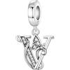 CYCUFF Ciondolo a forma di lettera a farfalla, in argento 925, per braccialetti e collane, gioielli con zirconi, regalo per donne, famiglia, amici, charm, Argento sterling, argento Sterling 925