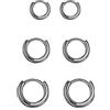 GMEDRIDAS Orecchini Cerchio Argento 925 per Donna,Orecchini Cerchio Piccoli Set 3 Paia Orecchino Uomo Nero Orecchini Neri Anallergici 8mm, 10mm, 12mm