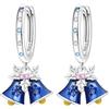 Cycuff Orecchini a cerchio in argento Sterling 925 con zirconia cubica colorata, orecchini a goccia da donna, set regalo per lei (orecchini a campana blu)