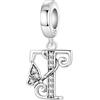 CYCUFF Ciondolo a forma di lettera a farfalla, in argento 925, per braccialetti e collane, gioielli con zirconi, regalo per donne, famiglia, amici, charm, Argento sterling, argento Sterling 925