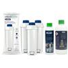 Wessper Aquafloow Kit compatibile con DeLonghi Macchine Caffè - 3x Filtro Acqua (per DLSC002), DeLonghi EcoDecalk (500ml) & Eco MultiClean (250ml) - Set Manutenzione Completo