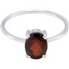 JAE - EMPORIO GIOIELLI E ARTE Anello solitario ovale con granato rosso incastonato a griffe in argento Sterling 925 con gemma sfaccettata elegante (US 9.5)