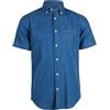 Uvaspina Camicia guru in puro lino con collo coreana e logo ricamato sul petto, Azzurro L