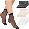 VLYX 10 Paia Calzini alla Caviglia in Nylon Velato da Donna, Calze Trasparenti con Bordo a Volant in Pizzo e Motivo a Pois