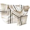 Loberon Bravenda Set borsa e pochette - Misto cotone e iuta con righe affascinanti - Borsa grande con fondo rigido, beige/nero