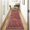 Siunwdiy Tappeto da Cucina Lavabile Lungo Antiscivolo Rosso 3 metri Vintage Boho Tappeto per corridoio Lavabile in Lavatrice, zerbino Lungo, Adatto per corridoi, ingressi e lavanderie,60x300cm