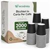 ecodrinks 2000 Bicchieri Caffe Carta - 75ml - Set Bicchierini Monouso per Bevande Calde - Biodegradabili, Eco-friendly e Made in Italy - Nero
