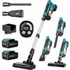 denqir Aspirapolvere Senza Fili 60KPa/700W/70Min, Scopa Elettrica Senza Fili Anti-Groviglio Touch Screen LED, con 2*4,0Ah Batterie Rimovibile, Autoportante E Ricarica A Parete, per Animali/Pavimenti/Auto