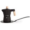 CREATE / THERA MOKA RETRO/Caffettiera italiana con adattatore per induzione Nero/Capacità 6 tazze, alluminio, 350 ml, valvola di sicurezza, adatta a gas, piano cottura elettrico o vitroceramica