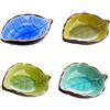 Vastsea 4 Pezzi di Piatti in Ceramica a Forma di Foglia, Mini Piatti in Ceramica a Forma di Foglia, Adatti per Sala da Pranzo, Mobili da Cucina (Giallo chiaro, Blu scuro, Blu lago, Verde frutta)