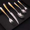 DAFFODILY Spirit of luxury DAFFODILY - Set di posate in acciaio inox 18/10 martellate, 30 pezzi, finitura a specchio, coltello da bistecca ultra affilato, lavabile in lavastoviglie. (Signature - oro 30 pezzi)