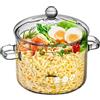 GANAZONO Pentola Pasta in Borosilicato, Pentole Piccola Trasparente con Coperchio e Doppio Maniglia, 1,9 litri Pot per Cucinare, per Fornelli a Gas e Induzione