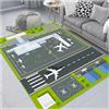 DLAYLQZG Tappeto Giocoso Aeroporto con Pista Aerei Tappeto Morbido Antiscivolo per Camera Giochi/Camera dei Ragazzi/Soggiorno, Lavabile in Lavatrice per Cucina/Camera da Letto (Verde,80x160cm)