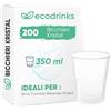 ecodrinks - 200 Bicchieri Trasparenti Kristal da 350ml - Rigidi, Presa Sicura, Bordo Liscio Antischiuma - Per Acqua, Birra, Cocktail e Bibite Fredde o Tiepide