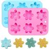 Aoreun 2 Pezzi Silicone Stampi Fiocco di Neve, Stampo in Silicone per Natale, 6 Cavità Forma di Fiocco di Neve Stampo in silicone per Uso Alimentare per Cottura a Motivi, per Gelato Muffin Biscotti