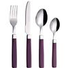 Exzact Posate Acciaio Inox con Manici Colorati 16 pezzi - 4 Forchette, 4 Coltelli, 4 Cucchiai Cena, 4 Cucchiaini - EX23 (Viola x 16)
