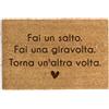 Happenings Zerbino in fibra di cocco - Zerbino divertente con scritta Fai un salto. Fai una giravolta. - Come regalo - Zerbino per la casa (60x90 cm)