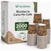 ecodrinks 2000 Bicchieri Caffe Carta Da 75ml - Set Bicchierini Monouso per Bevande Calde/Fredde - Biodegradabili, Eco-friendly e Made in Italy, Marrone Coffee