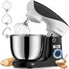 POWWA Impastatrice Planetaria, POWWA 5L Multifunzione Robot Impastare, Professionale Portable 10+Pulse Velocità con Uncino Impastatore, Mescolatore, Frusta Sbattitric (Black White)