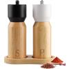oupados Set di 2 Mulini per Sale e Pepe in Legno, Mulino per Peperoncino, Macina in Ceramica Regolabile, Non Riempito, Design Scandinavo - Mulino per Sale Grosso/Mulino per Spezie per Cucina o Tavol