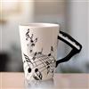 Leikurvo - Tazza da caffè in ceramica con manico a forma di pianoforte, con note musicali stampate, tazza da tè regalo in ceramica, tazza da caffè per gli amanti della musica, regalo musicale, 250ml
