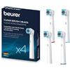 Beurer Set di Ricambio da 4 testine Clean compatibili con spazzolini da denti Beurer TB 30 / TB 50 e con tutti gli spazzolini rotanti disponibili in commercio