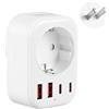 Carehabi Adattatore da Viaggio Giappone con 2 USB-C + 2 USB-A, Presa USA Connettore Spina da Viaggio Raccordo Elettrico per Stati Uniti, Canada, Messico, Filippine, Thailandia, Laos, Cambogia