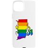 Rhode Island Map USA State Rainbow Pride Custodia per iPhone 15 Plus Rhode Island Mappa USA Stato Arcobaleno Flag Orgoglio