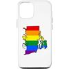 Rhode Island Map USA State Rainbow Pride Custodia per iPhone 12/12 Pro Rhode Island Mappa USA Stato Arcobaleno Flag Orgoglio