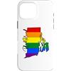 Rhode Island Map USA State Rainbow Pride Custodia per iPhone 16 Pro Max Rhode Island Mappa USA Stato Arcobaleno Flag Orgoglio