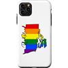 Rhode Island Map USA State Rainbow Pride Custodia per iPhone 11 Pro Max Rhode Island Mappa USA Stato Arcobaleno Flag Orgoglio
