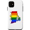 Rhode Island Map USA State Rainbow Pride Custodia per iPhone 11 Rhode Island Mappa USA Stato Arcobaleno Flag Orgoglio