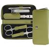 nippes Solingen Set manicure Verde, 5 pezzi, astuccio per unghie in pelle di eucalipto vegana, strumenti in acciaio inox, senza nichel e antiruggine, set per la cura delle unghie, prodotto in Solingen