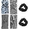 MERVYNGLYNNHUNTER 4 fasce larghe per capelli da donna, con motivo leopardato, larghe, elastiche, morbide, con 2 elastici per capelli neri, per tutti i giorni, eventi, lavoro