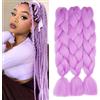 Gairyan Extension Treccine Africane Ombre Extension Capelli Sintetici a Treccia per Treccine Afro 60cm Capelli Finti Crochet Twist Jumbo Braiding 3 Pieces 300g, Porpora Chiaro