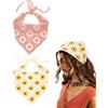 MOPZIJA 2 Pezzi Fasce per Capelli Donna, Bandana Capelli All'uncinetto Vintage Annodato Foulard Stampa Fiori Fascia Testa lavorato a Maglia per Donna&ragazze
