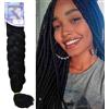 Ser Mulher Extension Capelli per Treccine 100% Kanekalon Afrelle, 165 gr - Hair Extension Professionali, IDEALI per Styling Afro, Dreads, Braids, Volume Naturale, 205 cm, ULTRA BRAID (Black)