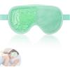 Zequech Green Cooling & Hot Therapy Eye Mask - Maschera riutilizzabile con perline in gel per occhi gonfi, occhiaie, mal di testa, occhi secchi e gonfi, copertura lenitiva per gli occhi