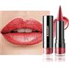 Lestpola Rossetto glitterato metallizzato, rossetto rosso lucido lungo tenuta waterproof, rossetto alto pigmento senza trasferimento, 2 in 1 matita per labbra con ombretto glitterato, trucco da donna-05